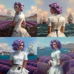 **woman with lavender hair, white dress, pirate ship on ocean, kidnapped by pirates --oref <https://s.mj.run/TS047GDW1LM> --ow 50 --v 7.0** - <@281826490209796096> (relaxed)