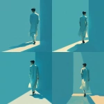 **minimal, modern, contemporary art of handsome Vietnamese man in ao dai, minimal colors** - Variations (Strong) by <@1178742734534758402> (fast)