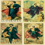 **a movie poster illustration of a handsome masculine Belle Epoque Superman wearing a version of his costume with the S on it flying towards camera over 1890s New York City streets and architecture in the fall the art nouveau style --chaos 35 --ar 6:11 --seed 2466675862 --raw --sref <https://s.mj.run/oEpqLCU-2DY> --sw 555 --stylize 999 --v 7.0** - <@688195114849271814> (relaxed)