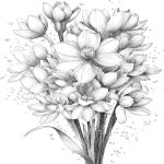 **A full bouquet of winter blooms rimmed in ice crystals for coloring book with crisp line and white background --ar 17:22 --v 7.0** - Image #2 <@1117434682276057091>