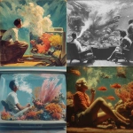 **hotboxing a fish tank filled with coral reef, scene from the mid-century propaganda film Coral Reefer Madness --p k183fpy --v 7.0** - <@834468597551333468> (relaxed)