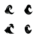 **simple, flat vector logo of the silhouette of an ocean wave, in black on a white background. the design is simple, with no shadows and using basic shapes. --ar 3:2** - <@696956474584334417> (fast)