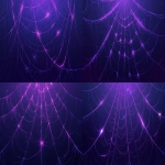 **minimal flat illustration, glowing purple spiderweb stretching from the top corner over a pure black background, subtle eerie glow, clean and simple spooky aesthetic, mostly black with purple accents, loop animation friendly --niji 6 --ar 16:9** - Variations (Strong) by <@257221362568003584> (relaxed)