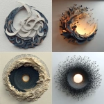 **3d printed calligraphy design, circular composition reflecting the spirit of samsara --s 500 --c 25 --q 2 --v 7.0** - <@618585148765634560> (relaxed)