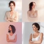 **woman crossed arms for a beaty center advert, white soft pastel ambiance** - <@525310115033645076> (fast)