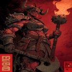 **A dungeons and dragons style comic book illustration of a muscular red female pit fiend devil holding a flaming mace and wearing a crudely crafted iron helm that covers her eyes, horns and spikes should come out of her dark red skin, claws, bits of crude armor --v 7.0 --s 800 --ar 2:3** - Image #4 <@478047972412620803>
