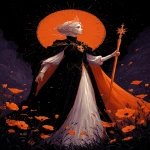 **in the style of Rose Besch and Alphonse Mucha, a cinematic scene featuring the French Eleanor of Brittany, Abbess of the Royal Abbey of Fontevrault, wearing her royal black and white habit, holding her golden bejewelled crosier in her right hand, blue skies, bright sun, medieval France, dynamic pose, cartoon style, 8k, UHD --ar 2:3 --p ubszgfa --s 700 --sref 1662338142 238810998 704438408 --v 7.0** - Image #2 <@203743660951470080>