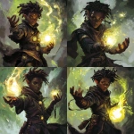 **a brown skinned warlock elf boy doing magic** - Variations (Strong) by <@784252075265490974> (fast)