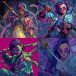 **beautiful girl with purple medium hair, sharp and beautiful features, slim and fit, illustration stylem vibrant colours, front view, cold and vigilant expression, wielding a long Tang Dao Chinese sword realistic lighting, snake on her shoulder and around her waist, snake behind her twisting its body and raising up, wearing rounded retro sunglasses, Hong Kong, background, ultra detailed, 8k, dramatic action pose, film look, 80s anime style, film graded, style of Tv series Moving, modern baggy jacket, snake tattos on her waist, dynamic shot, photorealistic, film stills, screenshot, live action movie, action movie, cyberpunk style, modern world, wearing cyberpunk fashion elements, wide shot, dynamic shot, sports girl, sporty dress, tight pants, bang, short hair** - <@563226895655763968> (fast)