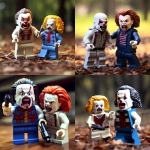 **Michael Meyers and Art the clown as a Lego mini figures fighting each other, ~~v7.0 --v 5.2** - <@1083045241520668722> (fast)