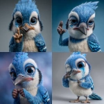**3d cartoon, Pixar, blue jay crying, there's a tear falling from one eye, and he's crossing his fingers in hopes of winning** - <@1093173312164745367> (fast)