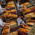 **work area with dried fruits machines - dried fruits band - zoomed in pic with the dried machine - with girl hands that cut and chop to slices mix some fruits-fresh and dried slices as well** - Variations (Strong) by <@1175414652113530954> (fast)