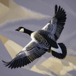 **barnacle goose in flight by Charley Harper --ar 5:4** - Image #1 <@1015631618645438535>