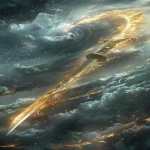 **Kusanagi-no-Tsurugi, legendary Japanese sword of the gods, floating in mid-air, surrounded by swirling storm clouds and cutting winds, glowing with divine energy, ancient Shinto aura, golden and silver reflections, Japanese mythological style, highly detailed, ultra realistic, cinematic fantasy artwork, epic atmosphere, 8k --ar 9:16 --v 6.0** - Image #1 <@834125706757013534>