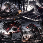 **In the woods, a dragon monster was burned. 282313 Anime, perfect details, glossy, anime style, HD 32k --ar 3:5 --raw --sref <https://s.mj.run/C4LBTfT22GA> <https://s.mj.run/kIk1DMj5RxA> <https://s.mj.run/qqPwqlnbEws> --sw 100 --stylize 700 --iw 0 --niji 6** - <@409716268476923920> (fast)