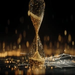 **A symbolic digital artwork of a golden hourglass made of Bitcoin particles suspended in a dark futuristic space, half of the glowing sand already fallen, surrounded by soft holographic code lines and light rays, cinematic volumetric lighting, ultra realistic, elegant composition, no text --ar 52:21 --v 7.0 --q 2 --raw** - Image #2 <@1368920605650583723>