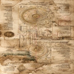**full page scan of ocult cosmography, intricate details, faded colors, parchemin paper, illustration, intricate writing, decay, Leonardo Davinci style --ar 9:16** - Image #3 <@391048027051261958>