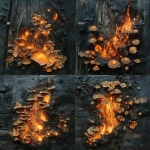 **photo of foxfire generated from fungi on decaying wood --v 6.1** - Variations (Strong) by <@1116566762247442494> (fast)