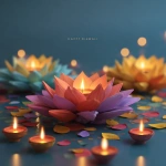 **create a diwali poster wishing happy diwali, colorful, realistic, yet semi minimalistic** - Image #2 <@542400555985666188>