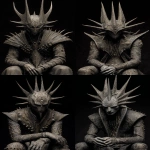**Monochronolith cenobite, by Clive Barker and Wayne Barlowe. Full body. Dynamic --ar 2:3 --v 7.0 --c 10 --no statue** - Variations (Strong) by <@1052958752749387917> (relaxed)