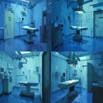 **White operating room, hospitalization, small private clinic, clean, stuffy, basement, door, humidifier, cabinet, unmanned, air purifier, --ar 3:2 --niji 6** - Variations (Strong) by <@915835811092656128> (fast)