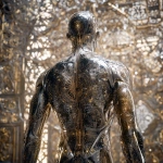 **full body ripped robotic masculine man / with exoskeleton made of forged aluminum / anodized in a stunning finish of refined silver / electrifying / great and terrible beauty / background depicts ornate complex lattice patterns of beauty and wonder / full length view --no borders, frames, grids, split screens, tiles, women, girls, females** - Image #3 <@1080572898269466724>