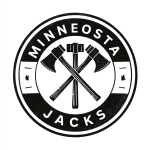 **Simple, Minimalistic, Round, Seal, Logo for an Axe Throwing Company, Circle, Black and White, "MINNESOTA JACKS" Vector, Thick Black Outline** - Image #4 <@1067982535730151454>