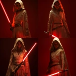 **Star Wars jedi reimagined in the style of belle epoque ; in the style of cinematic style photography, photorealistic images, ray tracing, subsurface-scattering, realistic lighting, live action 3D rendering --v 6.1** - Variations (Strong) by <@454862616871960578> (fast, stealth)