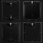 **A minimalist dark couture border**, black line art. Decoration exists ONLY in the four corners: each corner features a tiny, stylized element--a micro barbed wire knot, a nano crow skull, a minimal shattered diamond shape. These elements are connected by an almost invisible 0.5pt black stroke along the very edge. The effect is stark, luxurious, and leaves the central white rectangle completely pristine and huge. Luxury streetwear brand graphic template. --no pattern, no mid-border decoration, no fill --ar 2:3 --p tk2q1nv --raw** - Variations (Strong) by <@1283386492076687404> (fast)