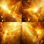 **Divine golden light rays descending from heaven onto floating elemental symbols (fire flame, water droplet, air swirl, earth crystal), angelic wings in background, warm amber and gold color palette, hyper-realistic spiritual energy, cinematic photography --v 6.0 --ar 79:59** - Variations (Strong) by <@900787127892180992> (relaxed)