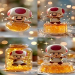 **a cute mushroom-headed character inspired by Kinopio, gently enclosed inside a soft, translucent pudding-like jelly with a golden caramel top, the character is peacefully floating inside, arms slightly raised, with a curious and surprised expression, surrounded by sparkles and soft light in a whimsical fairytale setting, dreamy atmosphere, Rapunzel-style anime illustration, high detail, family-friendly style --v 7.0 --ar 9:16 --oref <https://s.mj.run/dgfYBTKPdkw> --ow 200** - <@1112784568303497357> (turbo)
-# Create, explore, and organize on [midjourney.com](<https://midjourney.com/imagine?from_discord=1>)