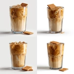 **A PICTURE OF A very realistic photo of a Biscof Lotus biscuit frappé :no cream: in a minimalist and realistic glass tumbler, realistic photo, white background with shadows, 8k --v 7.0** - Variations (Strong) by <@1153355299957260348> (fast)