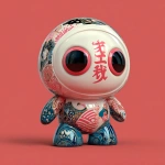 **vinyl toy colourful super cute japanese art yokai kappa from a coral reef with psychic mind powers of esp and glossy led digital eyes, and many japanese art patterns glossy --v 7.0** - Image #3 <@1014981691850371152>