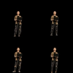 **a female software developer holding a laptop, wearing torn jeans, t shirt over long sleeve shirt, pure black background --sref <https://s.mj.run/YYNlkkGrAA0> --v 7.0** - Zoom Out by <@679709826716270628> (fast)