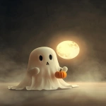 **lone friendly ghost holding a small pumpkin, moonlit fog, gothic minimal, clean background, subtle rim light, high detail, printable wall art --ar 4:5 --v 6.0 --no text, watermark --raw** - Image #3 <@1150647384779530290>