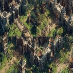 **an overhead view of a barbarian army attacking an army of knights infront of a large stone fantasy castle, daytime, sunny day, eye catching --ar 16:9** - Variations (Strong) by <@970632419348717588> (fast)