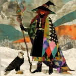 **Warrior witch thundersnowpunk with long braids and stylized warrior witch’s hat and eagle companion in the snow --sref 1999999999 1999999991 416557976 2252558232 698008135 1078492728 2187294478 217414415 416417418 7337 80085 696969 47 73 97 100 --sv 4 --niji 6 --p grjlt42 --raw** - Image #2 <@948741381743083580>