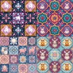 **seamless pattern, cute moonstone spanish style tile with cute candy colors, different candy colored tiles, hidden images of cute woodland creatures and cute mythical creatures --v 7.0** - <@508726899095240716> (fast)
-# Create, explore, and organize on [midjourney.com](<https://midjourney.com/imagine?from_discord=1>)