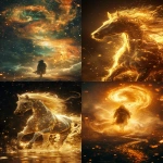 **spiritual cosmic transition from the Year of the Snake to the Year of the Horse, a glowing cosmic snake behind dissolving into light particles and spirals, shedding skin energy, ending cycle, behind in shadow, ahead a radiant ethereal horse emerging from golden light, strong powerful free, forward motion, breakthrough energy, human silhouettes walking along a luminous energy path from darkness into light, dramatic contrast, high vibration, prismatic colors, gold turquoise deep indigo, stardust clouds, sacred geometry, cinematic lighting, ultra detailed, surreal fantasy art, no text --ar 9:16 --v 6.0 --stylize 500 --chaos 8** - <@1025439472017485905> (fast)
-# Create, explore, and organize on [midjourney.com](<https://midjourney.com/imagine?from_discord=1>)