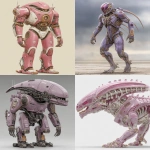 **A Lavender megazord made of xenomorph parts --chaos 30 --ar 5:6 --raw --stylize 500 --v 7.0** - <@161240424890105856> (relaxed)