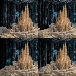 **A castle with stacks of dollar bills made of crystal gold, the background is a digital world. --ar 3:2** - Pan Left by <@1029252550395969647> (fast)