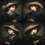 **a dark, moody, victorian oil painting in impasto style of a young victorian girl holding a winged bat. in the style of in the style of Johann Henry Fuseli. --ar 3:4 --v 7.0** - Variations (Strong) by <@693132661379825714> (fast)