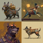 **a steampunk attack dog in a 32 bit art style** - <@782445801909518336> (fast)