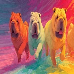 **Imagine a pack of shar-pei dogs running on a rainbow with colored dust and happiness, tanabata --ar 16:9 --s 750 --v 7.0** - Image #3 <@1059982138138697728>
