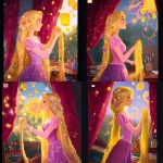 **<https://s.mj.run/XXLD6CnEfo0> Fan art of Princess Rapunzel from Disney, inspired by the style of @chiara_drawings, inside her tower, Rapunzel in profile gently touching the golden sun symbol from the kingdom of Corona, clearly painted on the wall just like the official emblem (yellow sun with purple ornamental swirls), no floating lanterns, soft warm light from the window, her classic pink and purple dress, very long golden hair with delicate flowers, dreamy artistic atmosphere, red velvet curtains framing the scene, rustic interior with brushes, paint, and books, pastel tones, clean elegant lines, high-quality artistic finish --v 7.0 --ar 1:1 --p 6f6xtw4 --raw** - <@1338496041460174871> (relaxed)