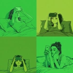 **Background color is chroma key green (#00FF00). The background color is only for compositing and has no relation to the drawing style. 1:1 aspect ratio. A single young adult female figure with Western features, drawn in minimalist medical illustration style, clean vector line art, Morandi color palette for all elements, no gradients, no textures, no additional background objects. The woman lies on her back on a simple bed, holding a smartphone above her face with both hands, eyes half-closed, mouth slightly open, posture clearly showing fatigue and laziness. The pose should look casual and exaggerated, expressing low energy and Qi deficienc** - <@978006358924353536> (fast)