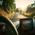 **close up photograph of a VW ID Buzz infotainment screen. the ID Buzz is on a country highway --v 7.0 --ar 16:9** - Image #2 <@1061750239708577893>