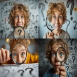 **Ultra-realistic photo, sharp and detailed, distortion-free. Close-up of a 10-12-year-old child holding a magnifying glass over a small object (leaf, micro-robot, or mineral), eyes bright and reflective, slight smile. Soft golden light, shallow depth of field; in the blurred background, a whiteboard with sketched question marks and arrows (no readable text). Editorial style, natural skin texture, clean composition, negative space at the top for a title, no logos or brands. --ar 3:2 --quality 2 --s 250 --raw** - <@1108853965199769681> (fast)