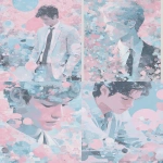 **he gazing 💐in style of light fiber pointillism against deep dark floating bg --sref 6035664444 --sw 1000 --v 7.0 --ar 4:5 --raw --s 666 --c 5** - <@1152889510158401576> (fast)