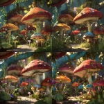 **mushrooms, toadstools, flora, vegetation all growing graffiti on themselves, blooming graffiti, forest background, happy, 3d render, detailed scene, organic elements only --raw** - Remix (Subtle) by <@744210433703018499> (fast)